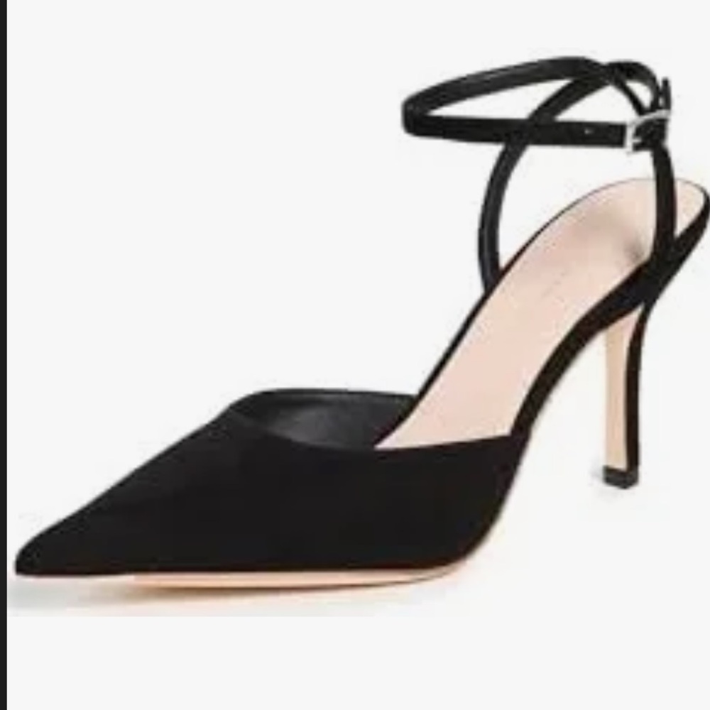 Loeffler Randall Black Suede Ankle Strap Heels